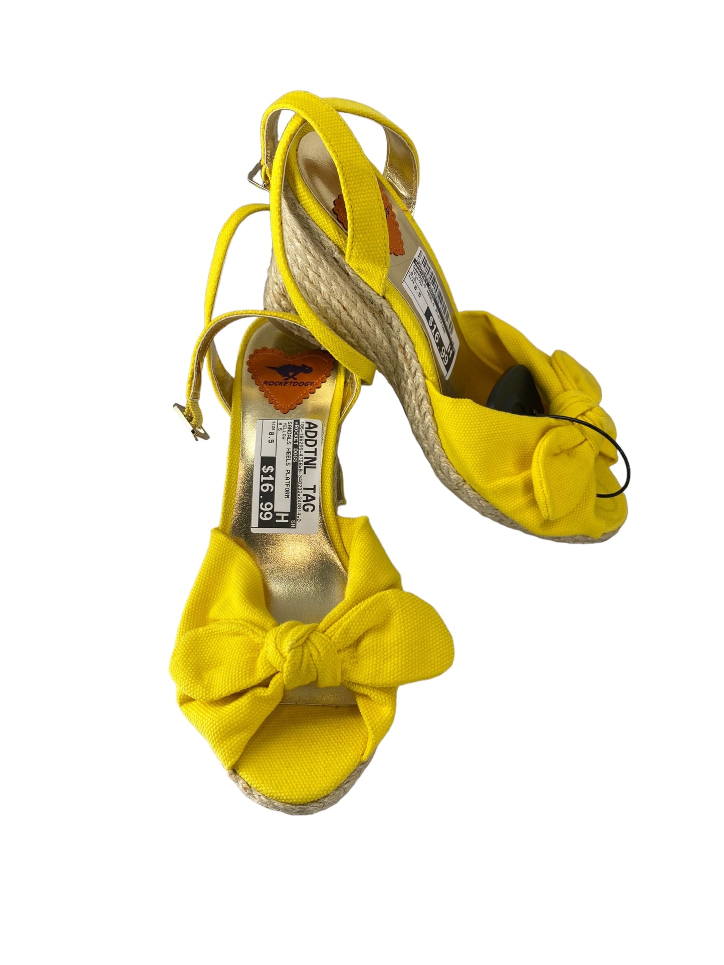 Sandals Heels Platform By Rocket Dogs In Yellow, Size: 8.5