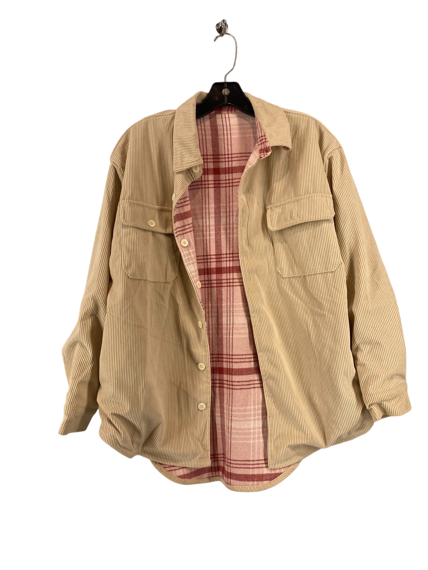 Jacket Shirt By Clothes Mentor In Cream, Size: M