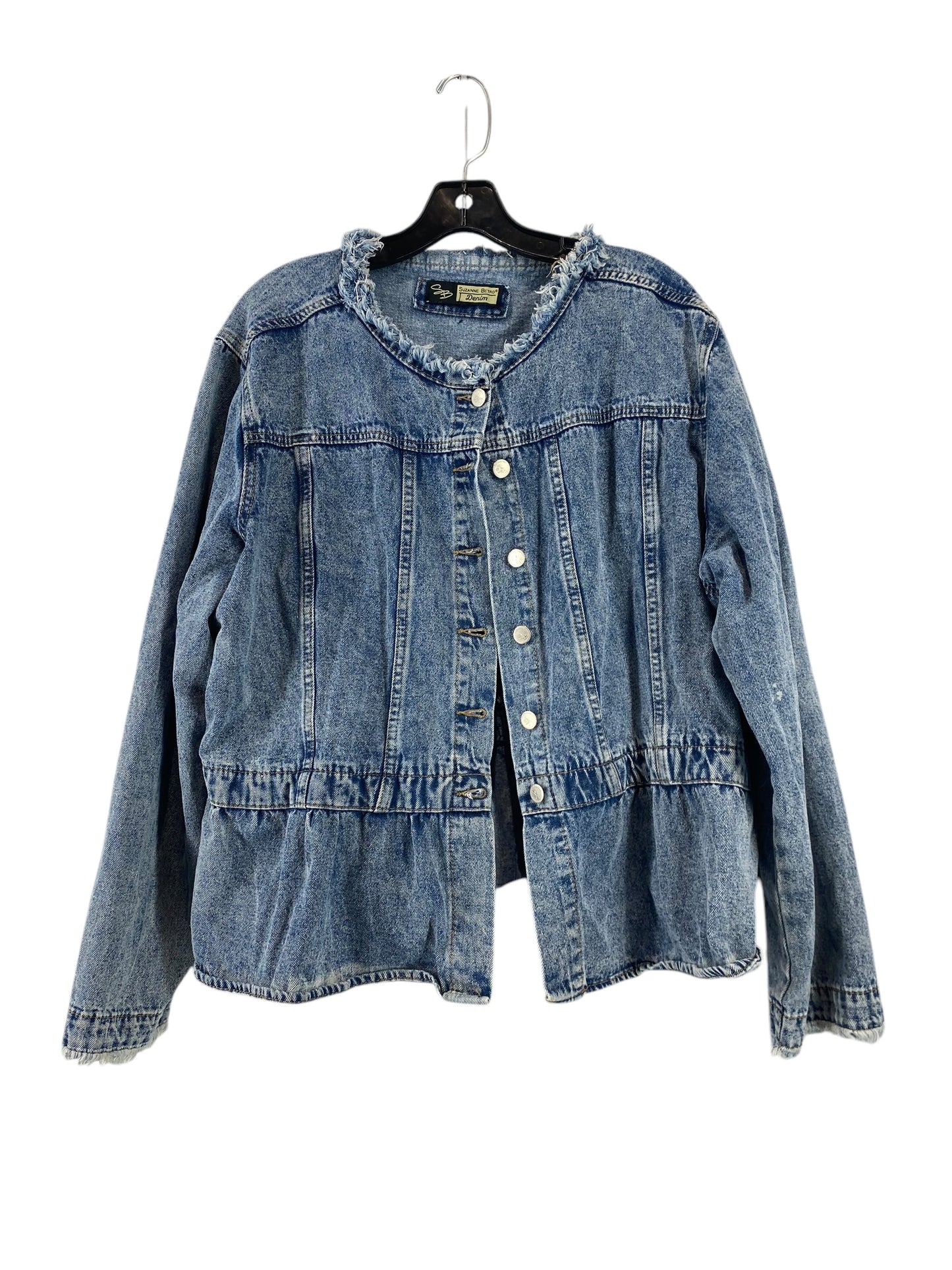 Jacket Denim By Suzanne Betro In Blue Denim, Size: Xl