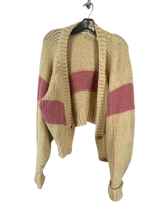 Sweater Cardigan By Clothes Mentor In Cream & Pink, Size: L