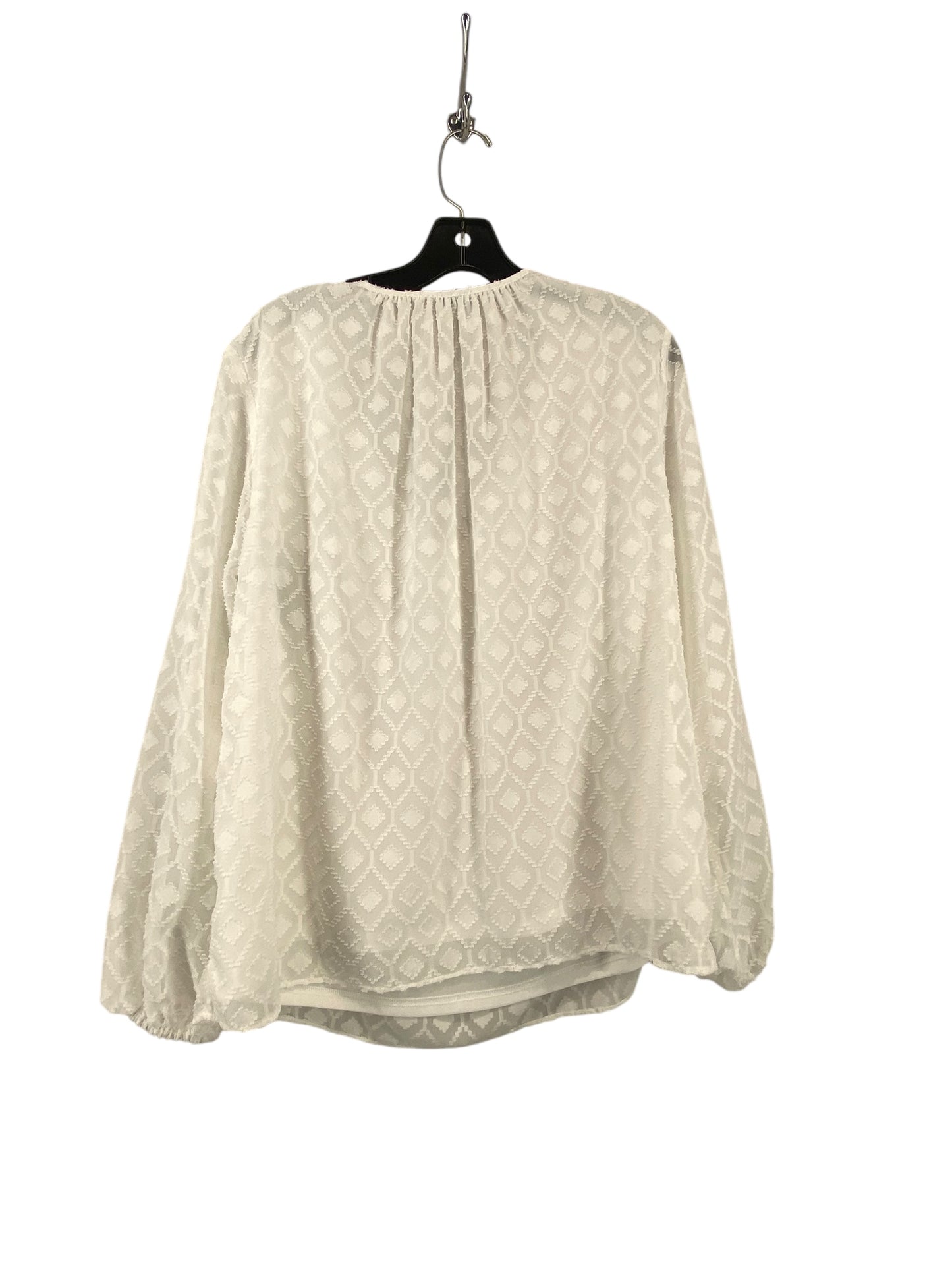 Top Long Sleeve By Tahari By Arthur Levine In White, Size: Xl