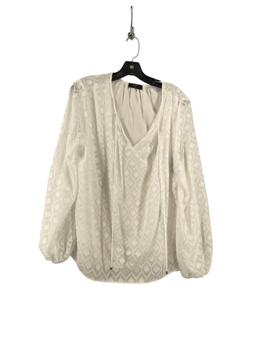 Top Long Sleeve By Tahari By Arthur Levine In White, Size: Xl