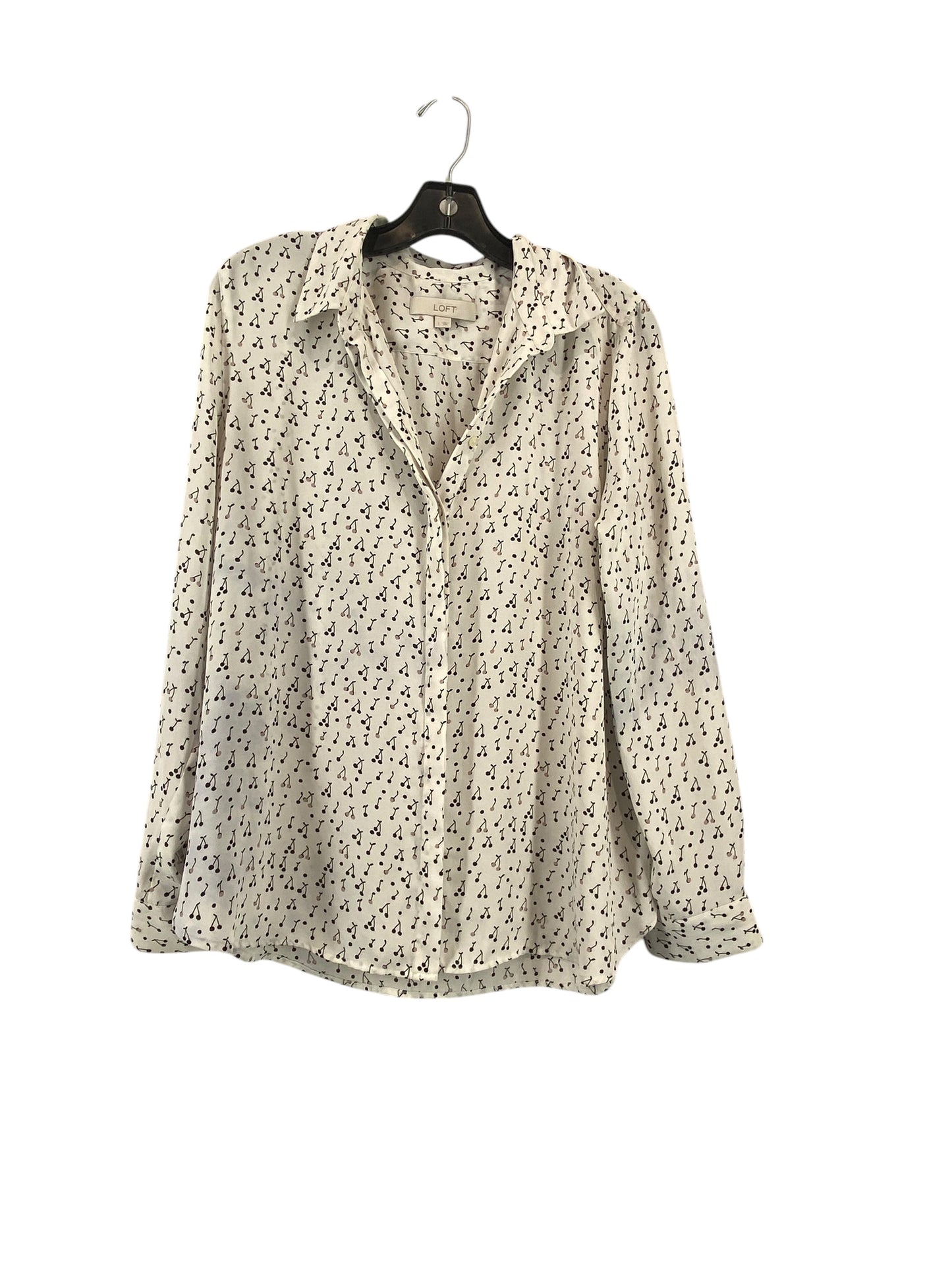 Top Long Sleeve By Loft In White, Size: L