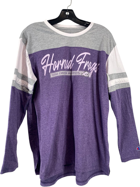 Top Long Sleeve By Champion In Purple, Size: L