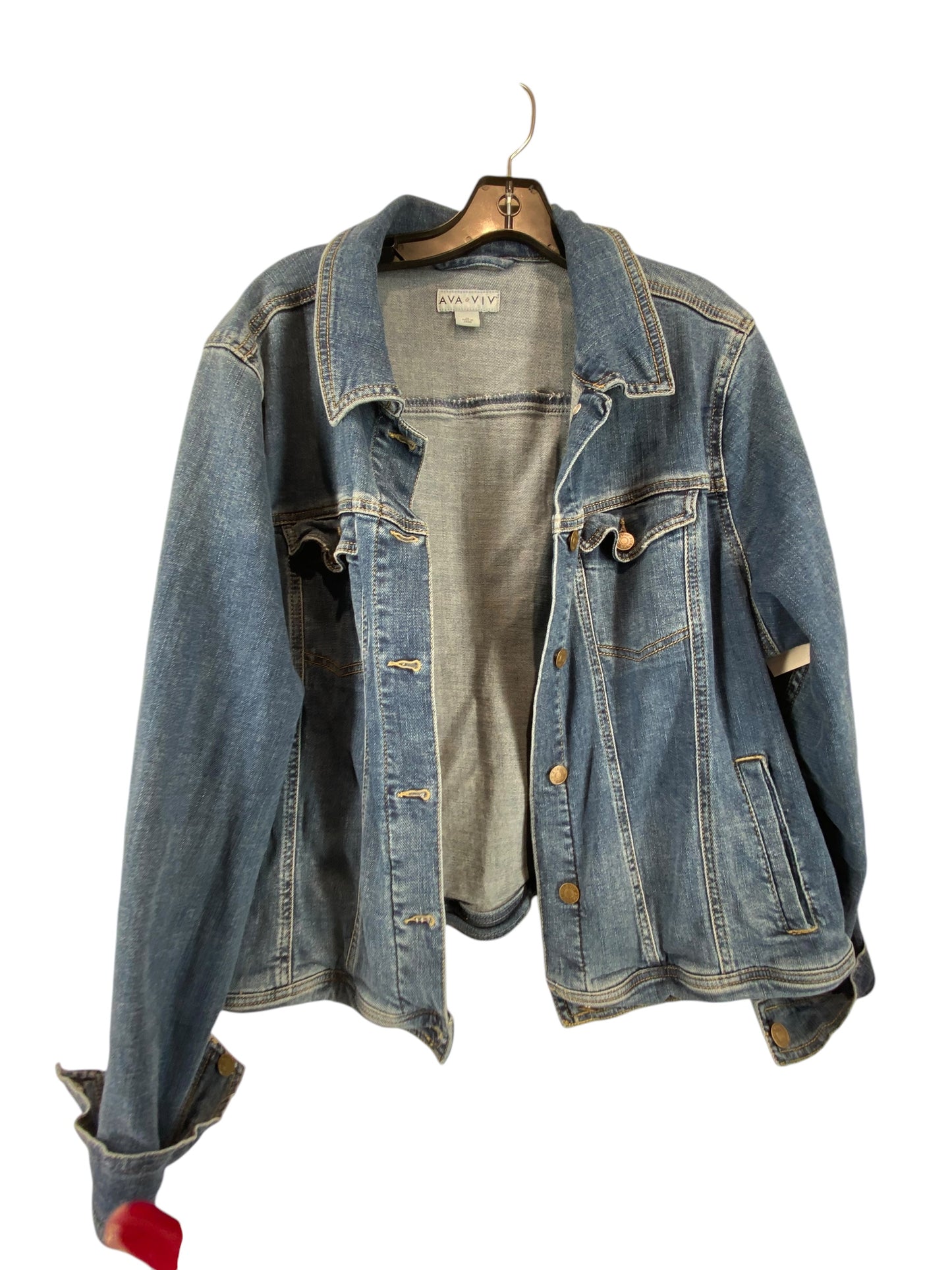 Jacket Denim By Ava & Viv In Blue Denim, Size: 1x