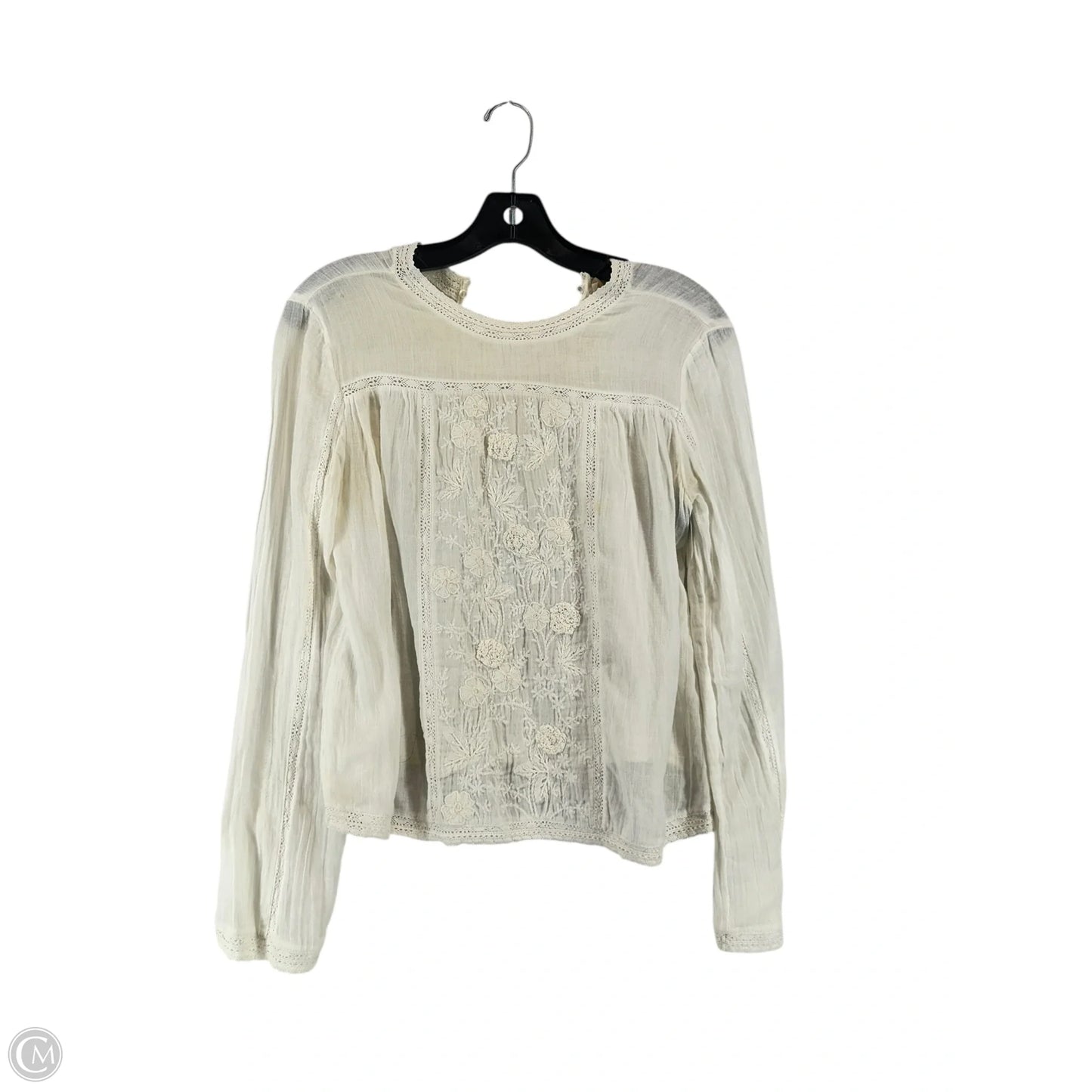 Top Long Sleeve By Zara In Cream, Size: M