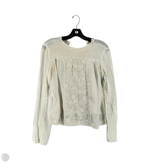 Top Long Sleeve By Zara In Cream, Size: M