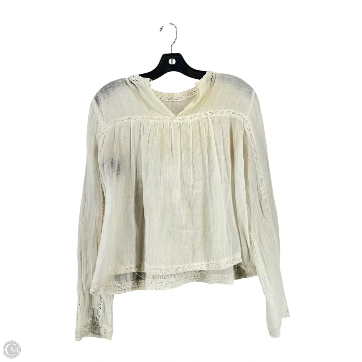 Top Long Sleeve By Zara In Cream, Size: M