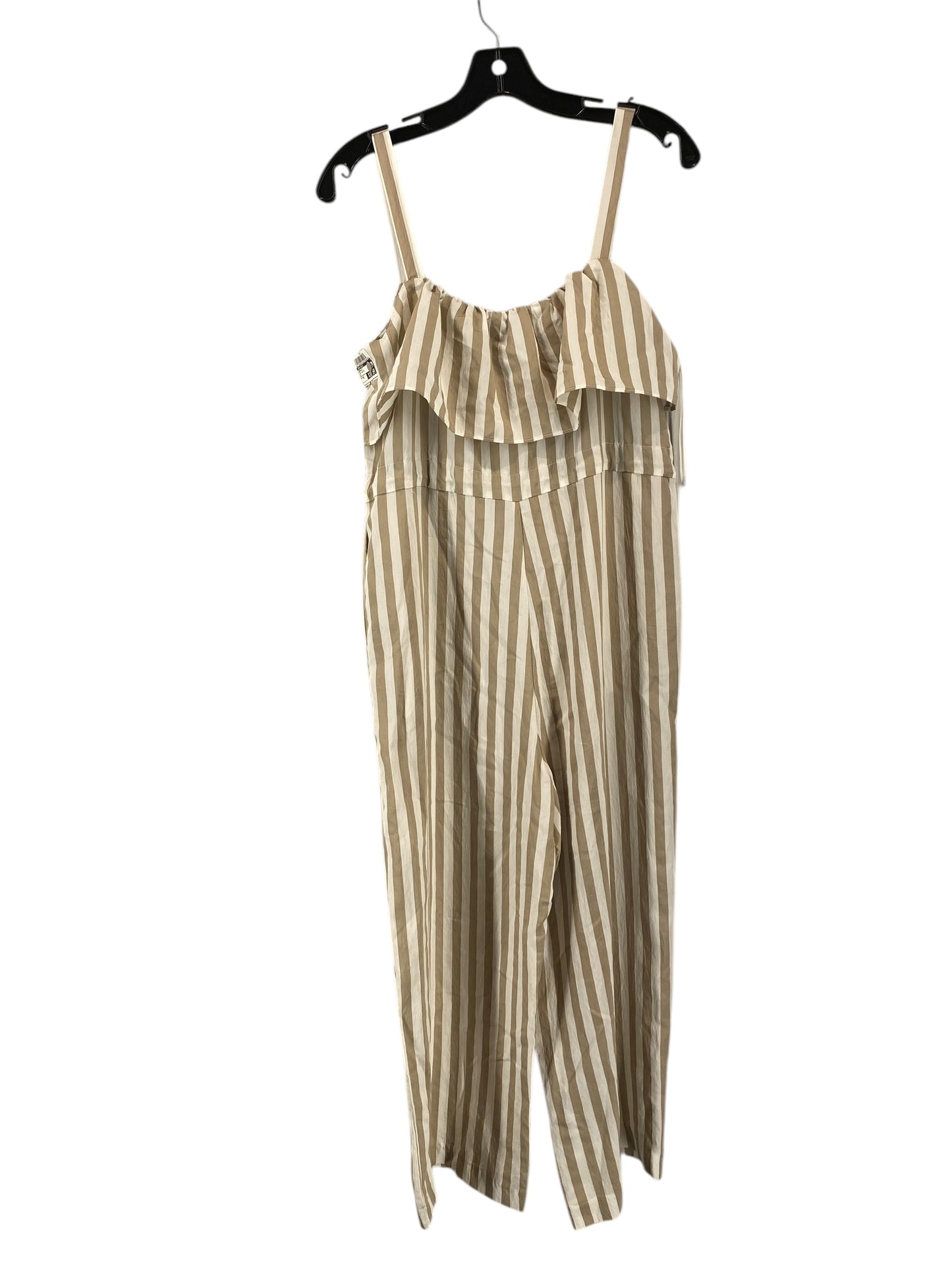 Jumpsuit By Zara Basic In Tan & White, Size: Xs