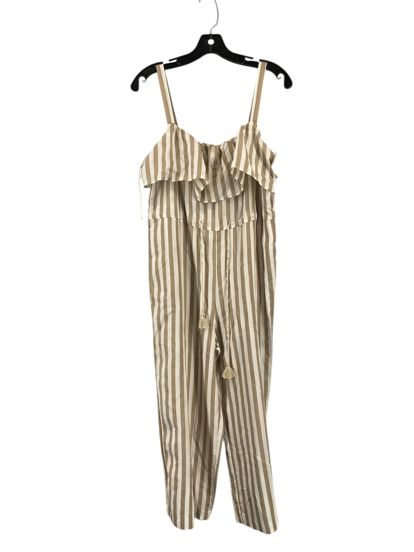 Jumpsuit By Zara Basic In Tan & White, Size: Xs