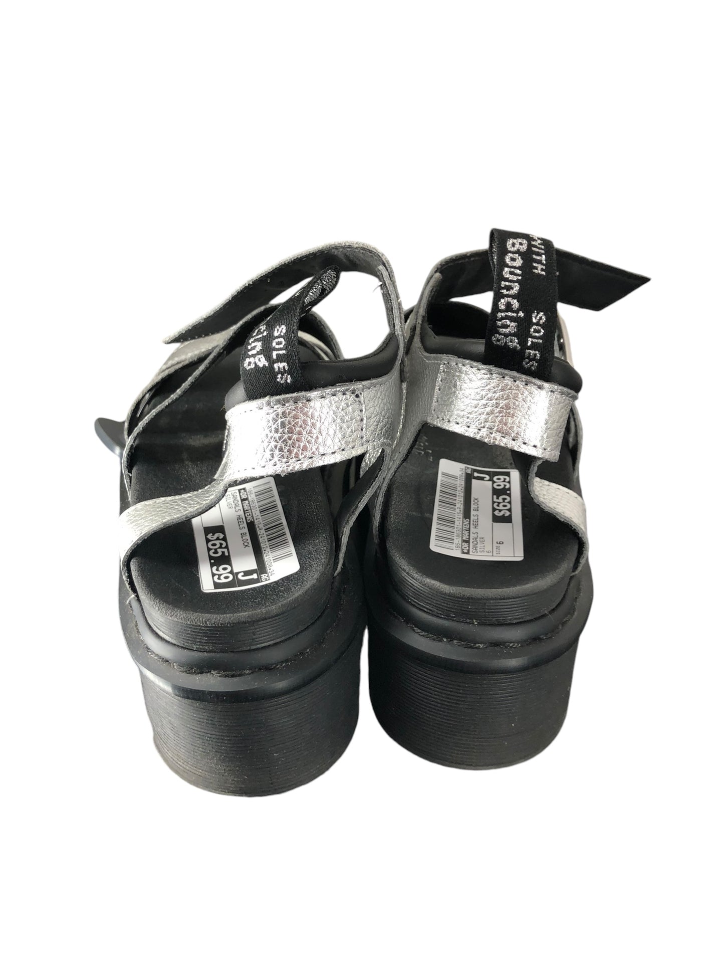 Sandals Heels Block By Dr Martens In Silver, Size: 6