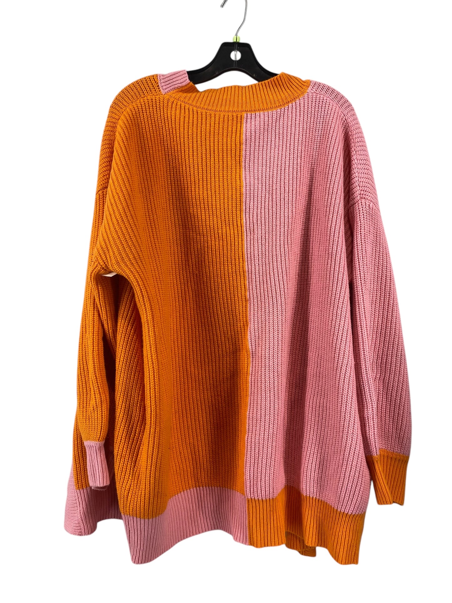 Cardigan By Clothes Mentor In Orange & Pink, Size: Xl