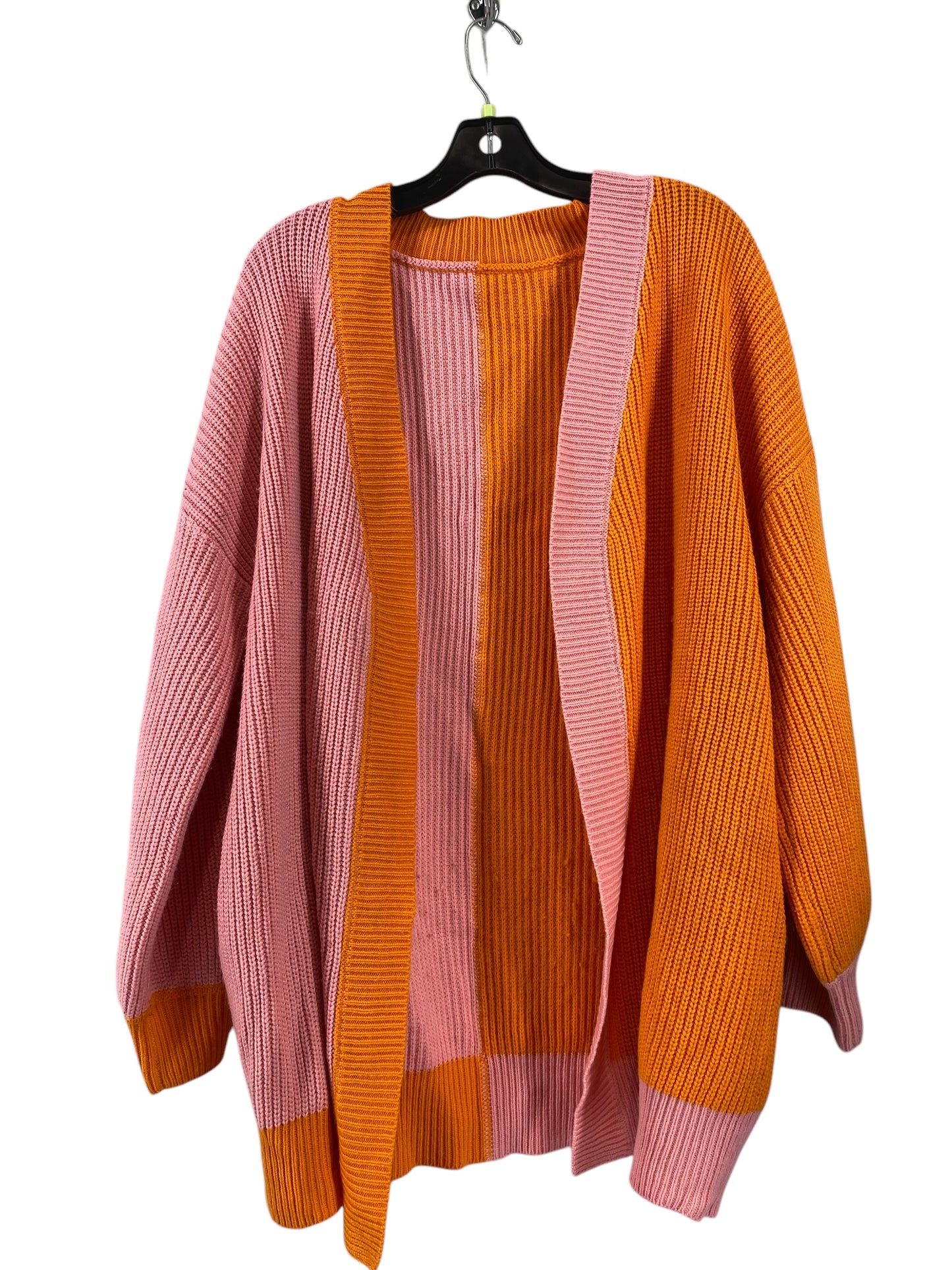 Cardigan By Clothes Mentor In Orange & Pink, Size: Xl