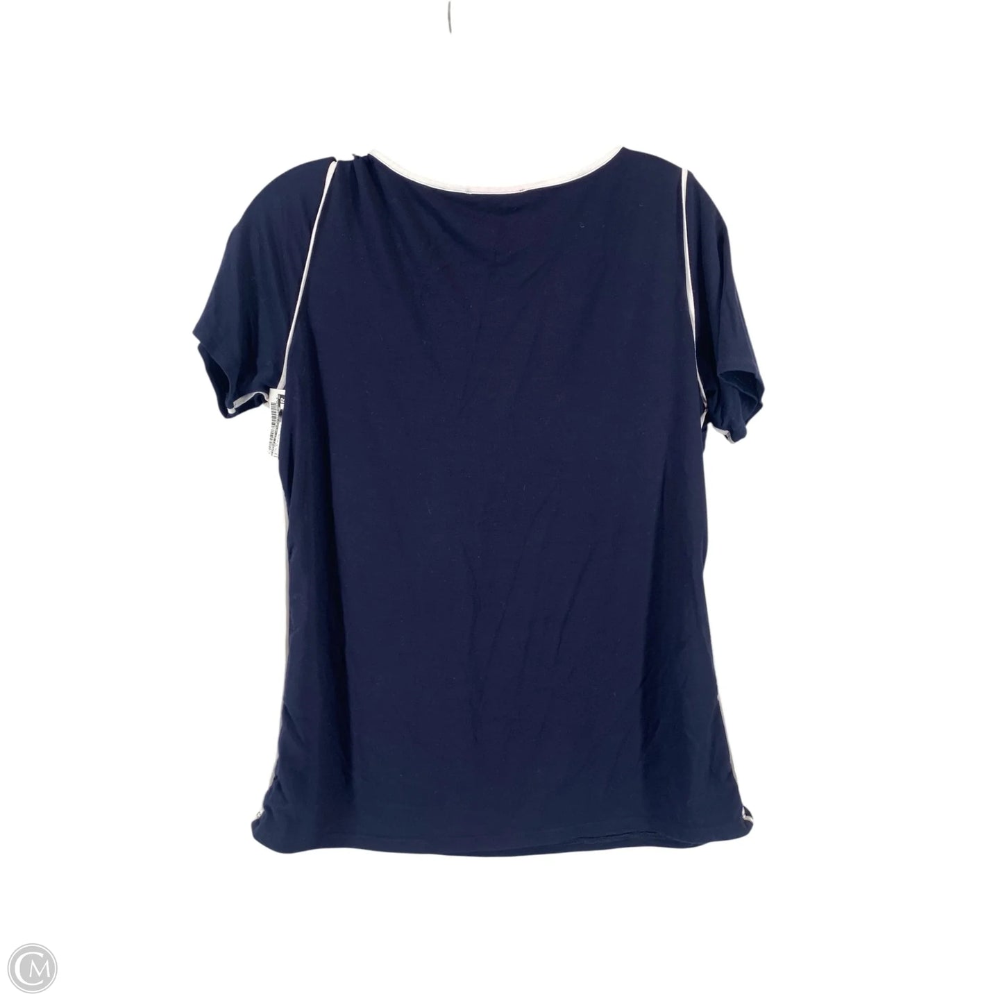 Top Short Sleeve By Tahari By Arthur Levine In Blue & White, Size: S