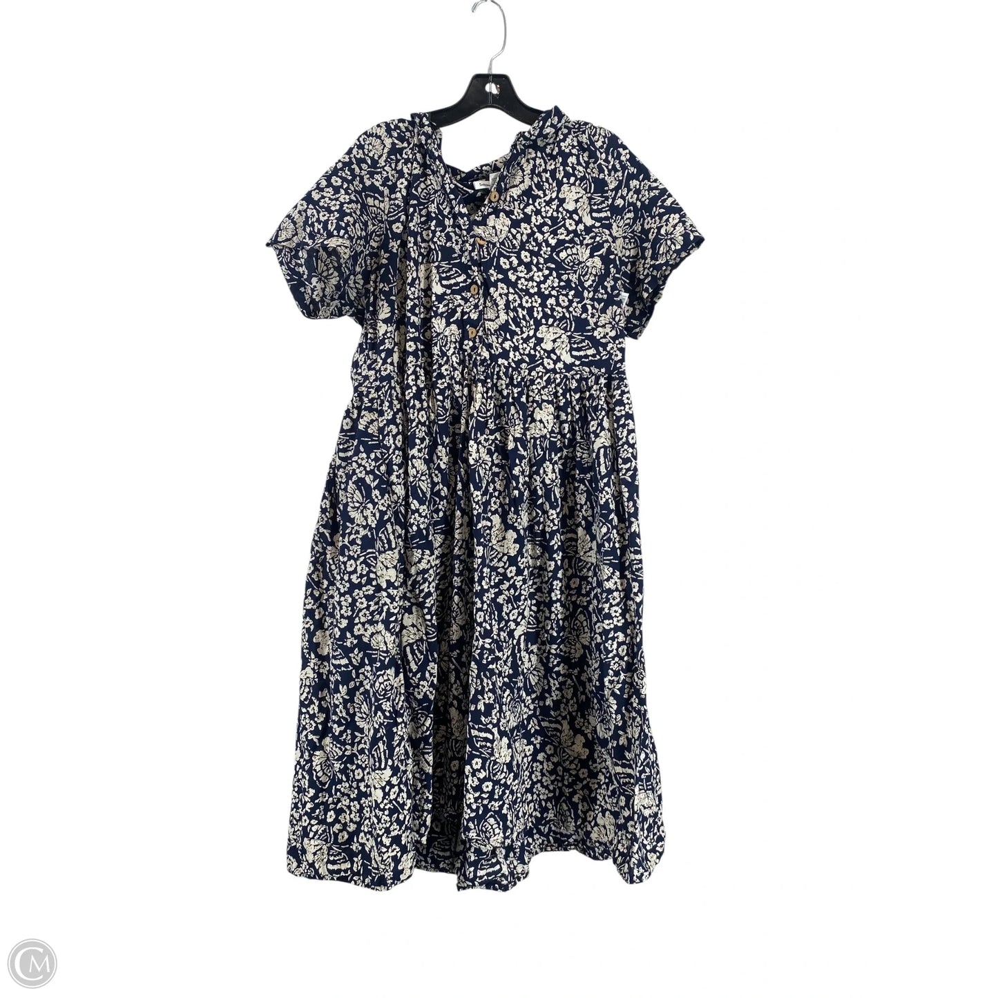 Dress Casual Maxi By Cmc In Blue & White, Size: 1x