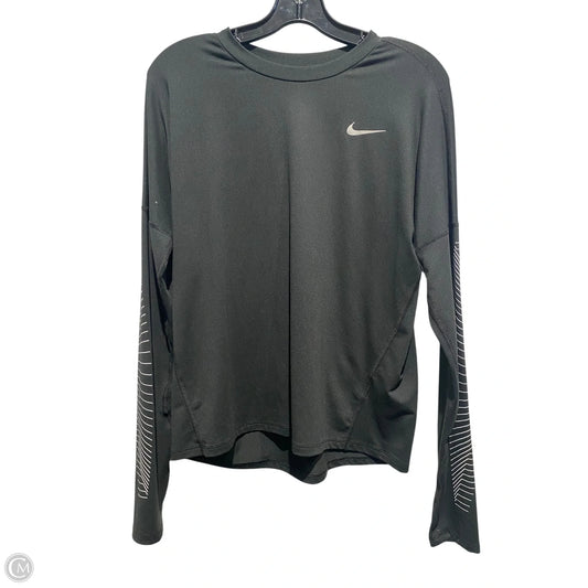 Athletic Top Long Sleeve Crewneck By Nike In Black, Size: M