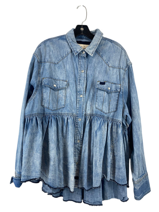 Top Long Sleeve By We The Free In Blue Denim, Size: M