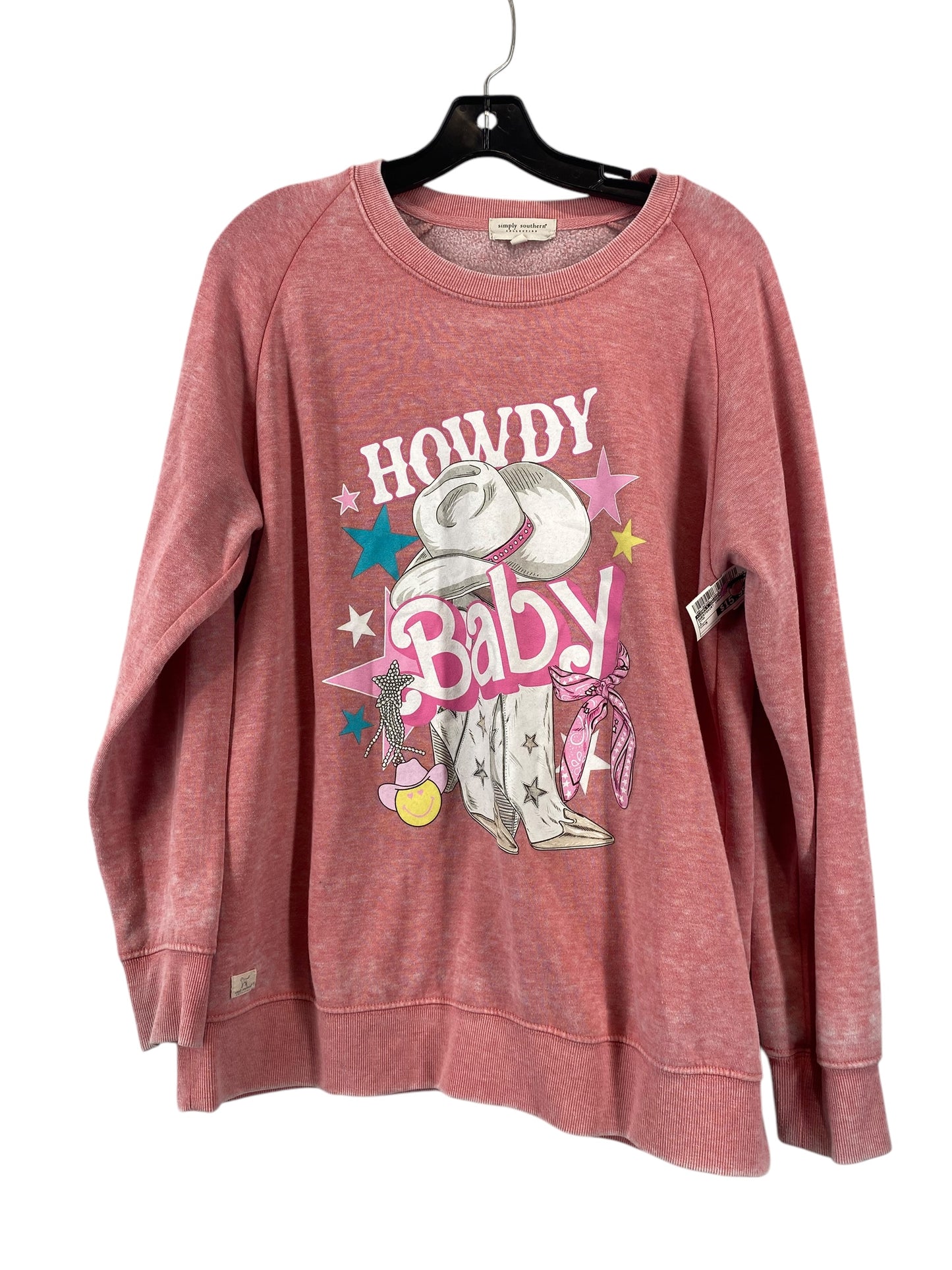 Sweatshirt Crewneck By Simply Southern In Pink, Size: M