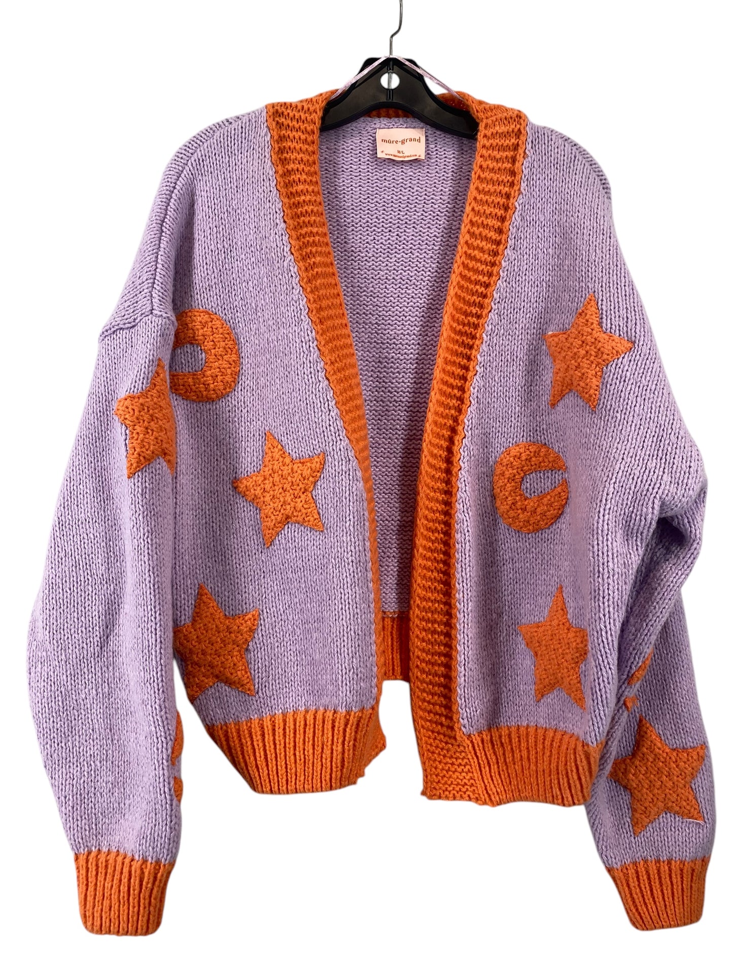 Sweater Cardigan By Clothes Mentor In Orange & Purple, Size: M