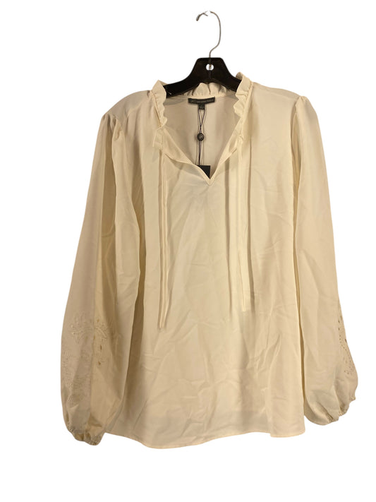 Top Long Sleeve By Adrianna Papell In Cream, Size: L