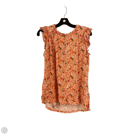 Top Sleeveless By Loft In Orange, Size: L