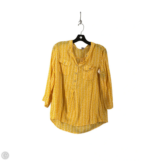 Top Long Sleeve By Jcp In Yellow, Size: L