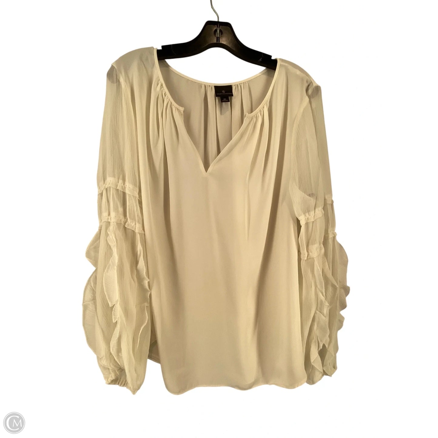 Top Long Sleeve By Worthington In White, Size: Xl