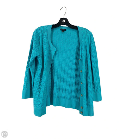 Sweater Cardigan By Talbots In Teal, Size: M