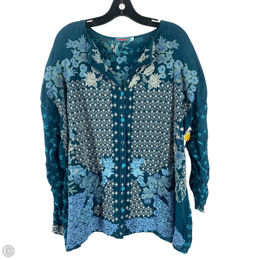 Top 3/4 Sleeve By Johnny Was In Green, Size: Xl