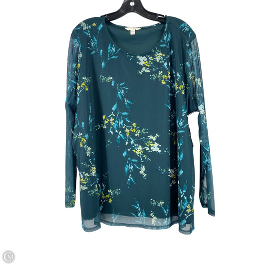 Top Long Sleeve By Terra & Sky In Green, Size: 2x