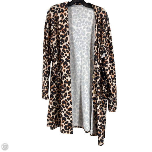Cardigan By Clothes Mentor In Animal Print, Size: Xl