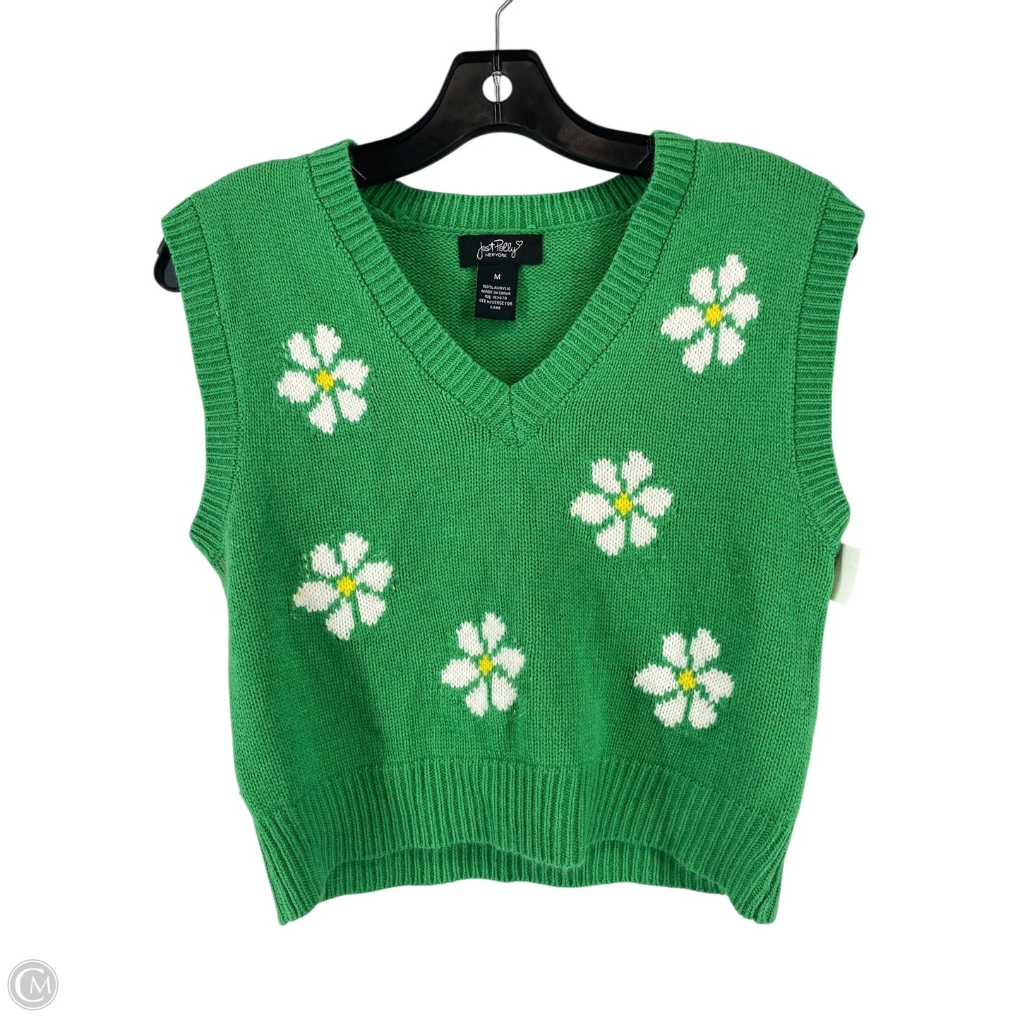 Vest Sweater By Just Polly In Green, Size: M