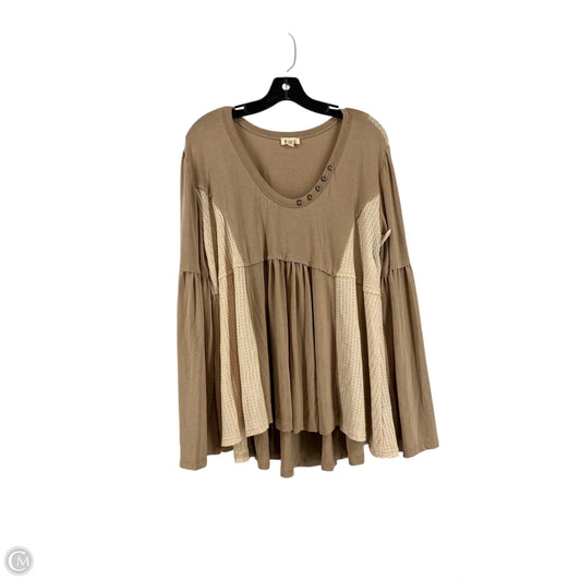 Top Long Sleeve By Pol In Brown, Size: L