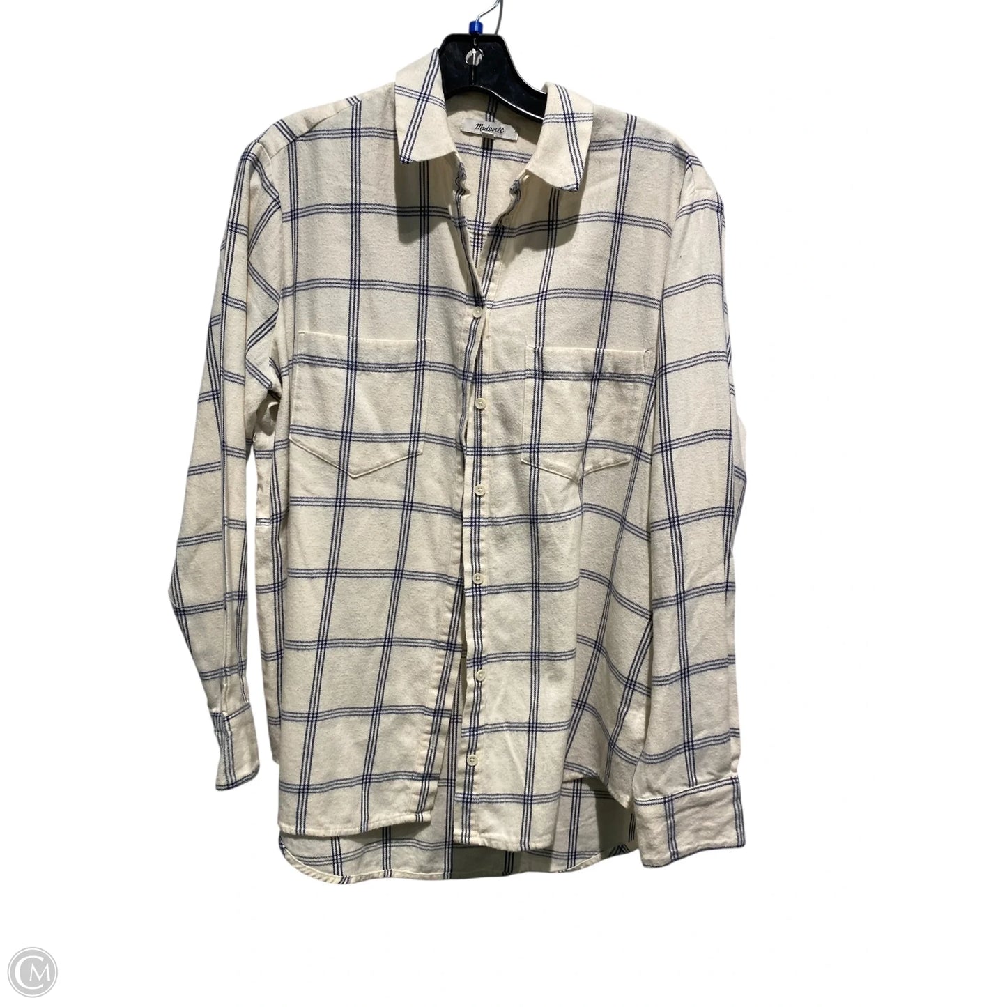 Top Long Sleeve By Madewell In Plaid Pattern, Size: S