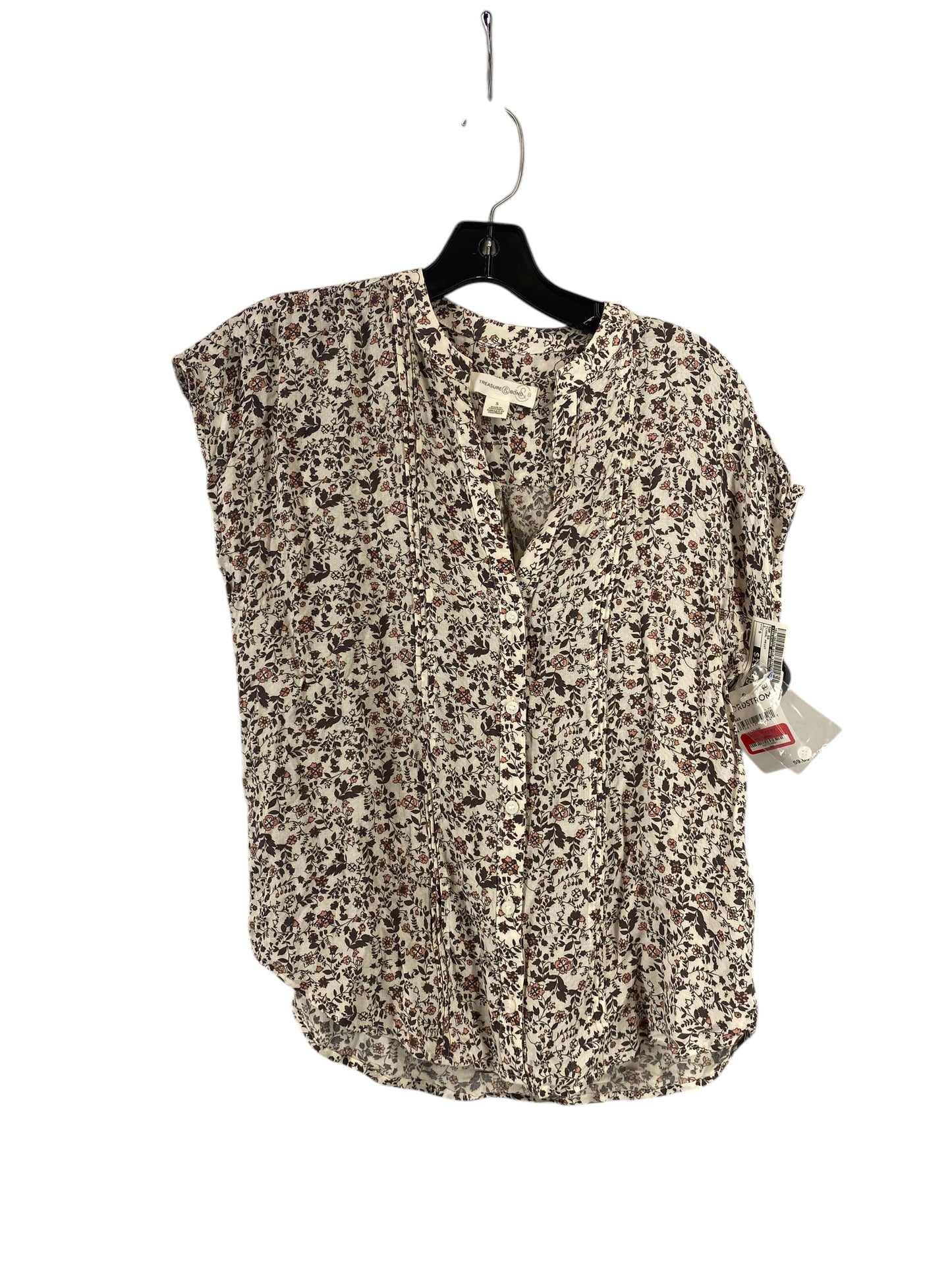 Top Short Sleeve By Treasure And Bond In Floral Print, Size: S