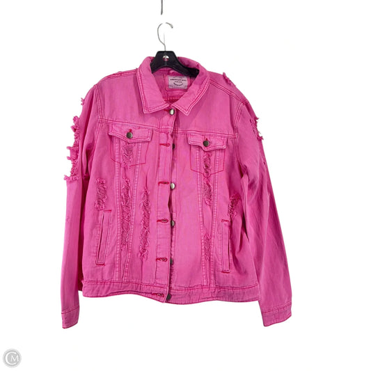 Jacket Denim By American Bazi In Pink Denim, Size: L