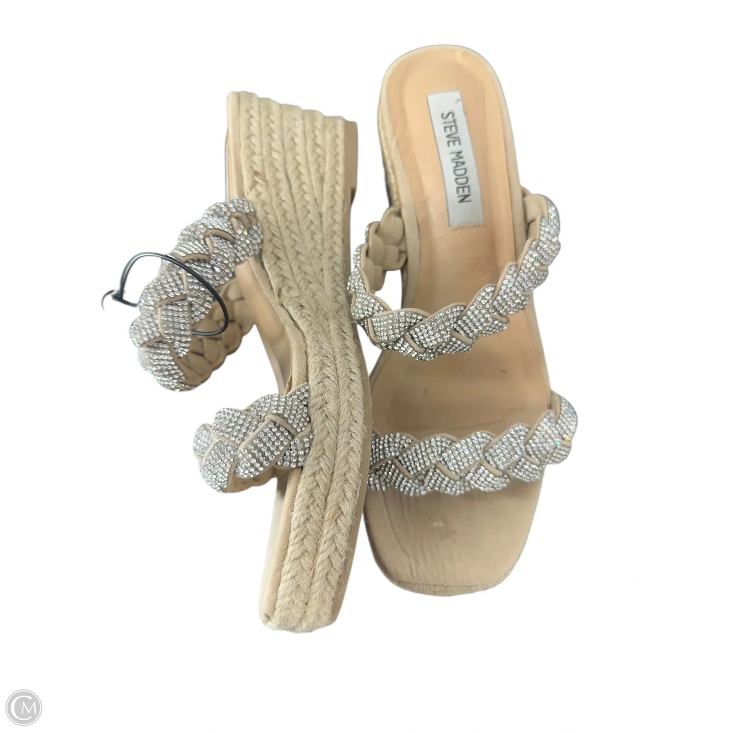 Sandals Heels Wedge By Steve Madden In Silver, Size: 8