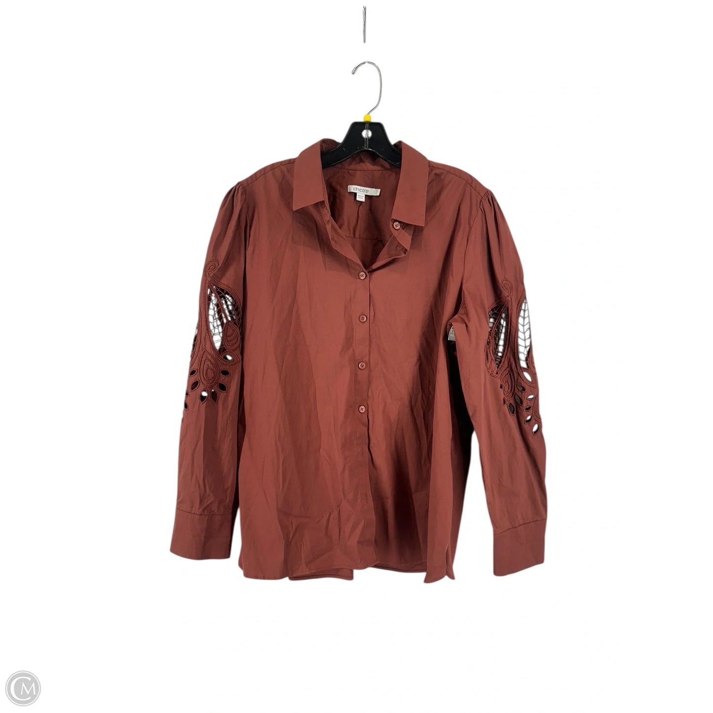 Top Long Sleeve By Chicos In Brown, Size: 14