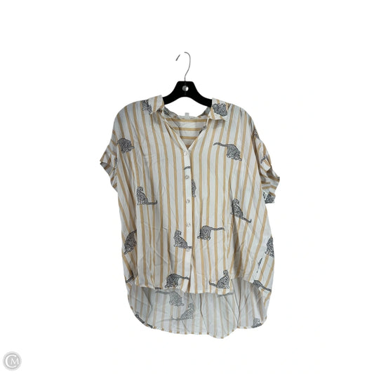Top Short Sleeve By Jane And Delancey In White & Yellow, Size: M
