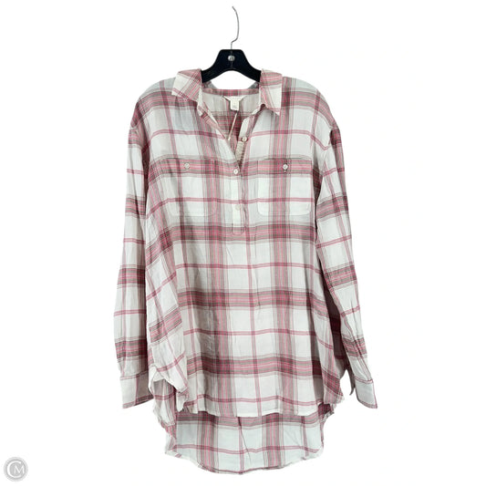 Top Long Sleeve By Caslon In Plaid Pattern, Size: L