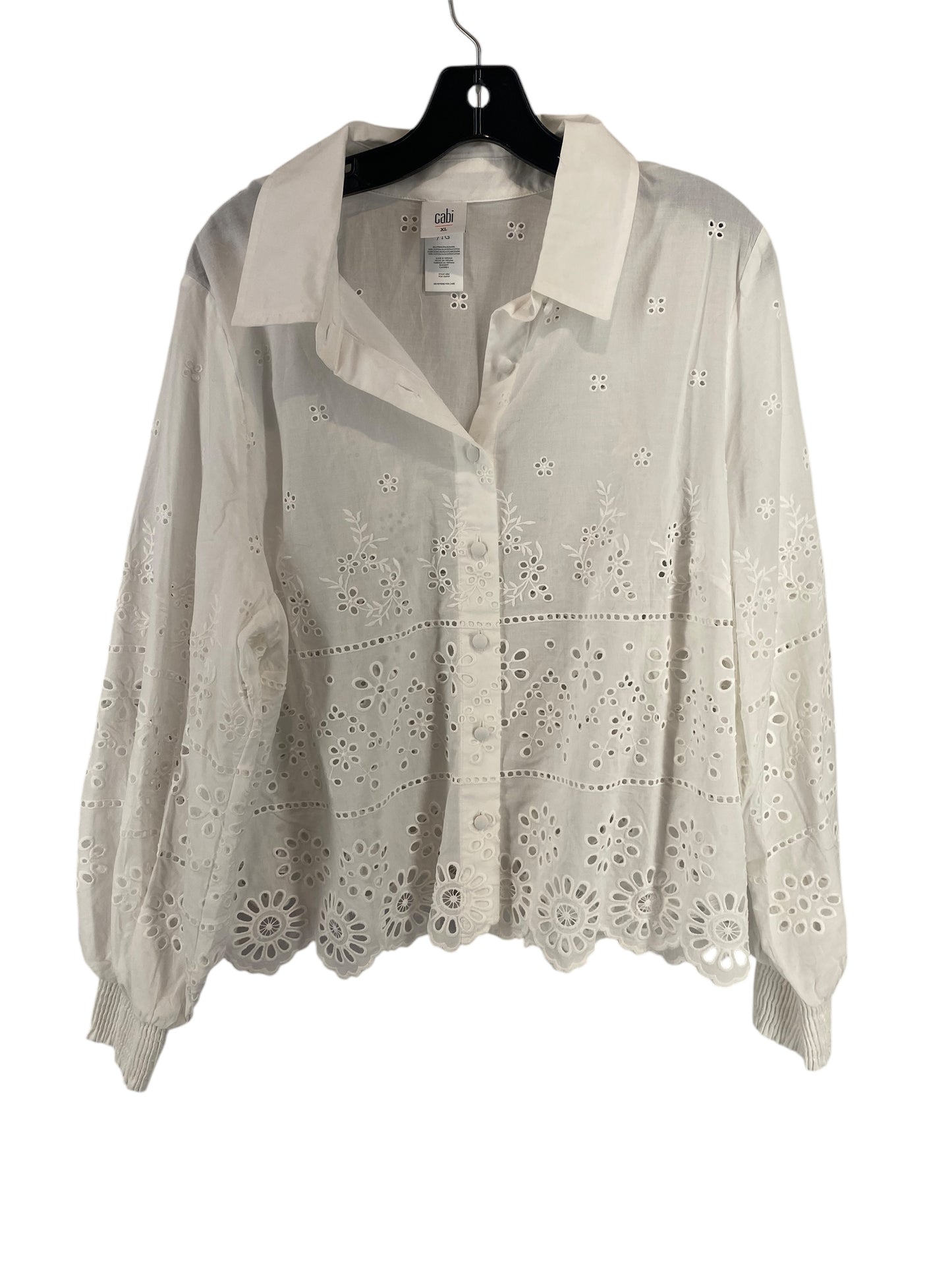 Top Long Sleeve By Cabi In White, Size: Xl