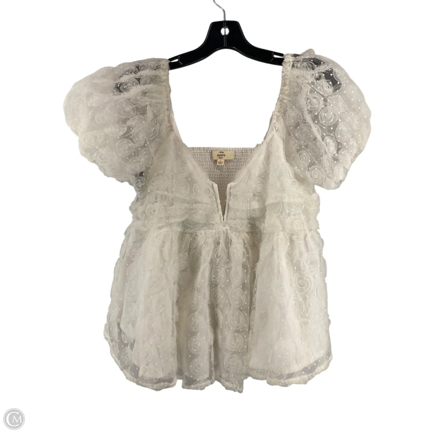 Top Short Sleeve By Entro In White, Size: L