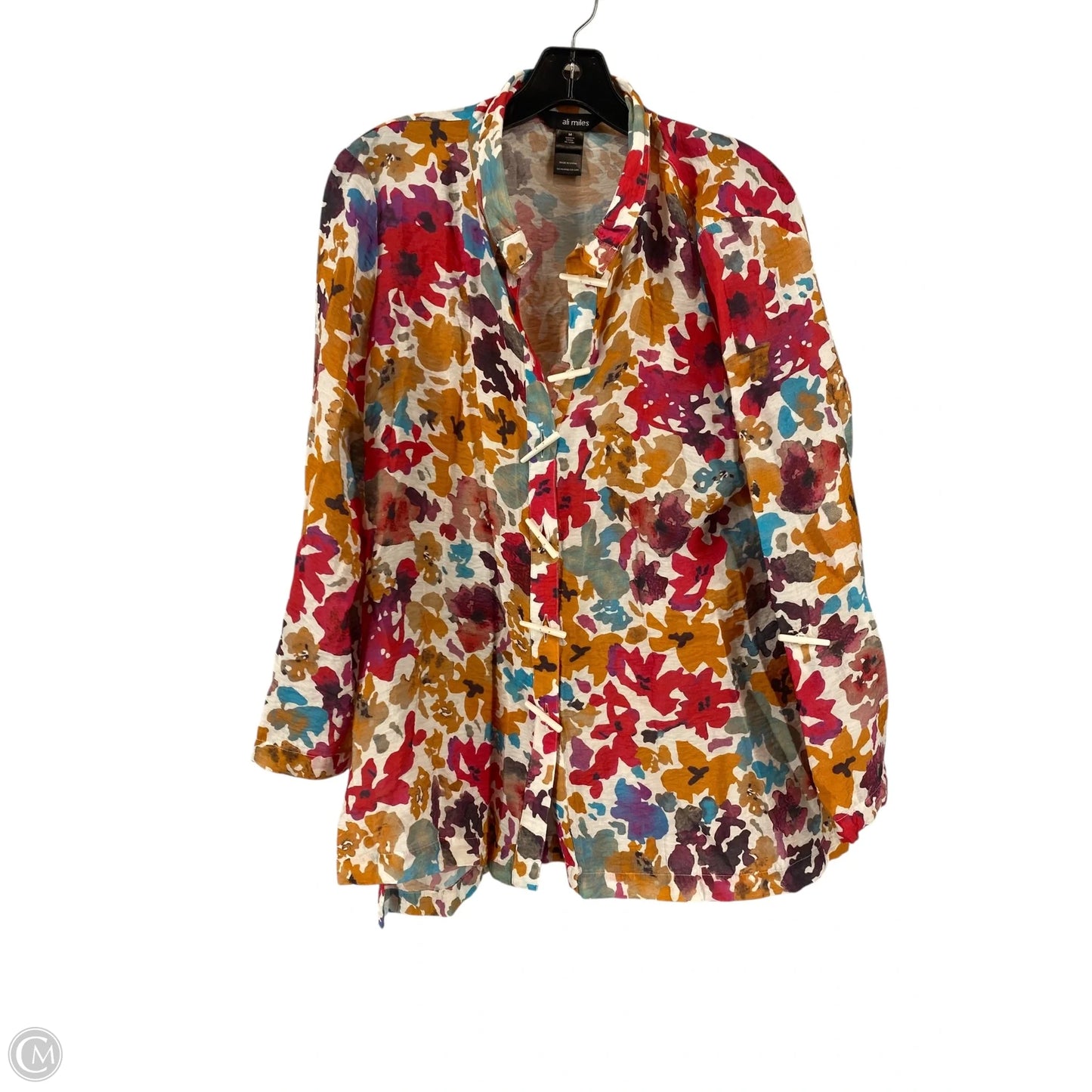 Top Long Sleeve By Ali Miles In Multi-colored, Size: M