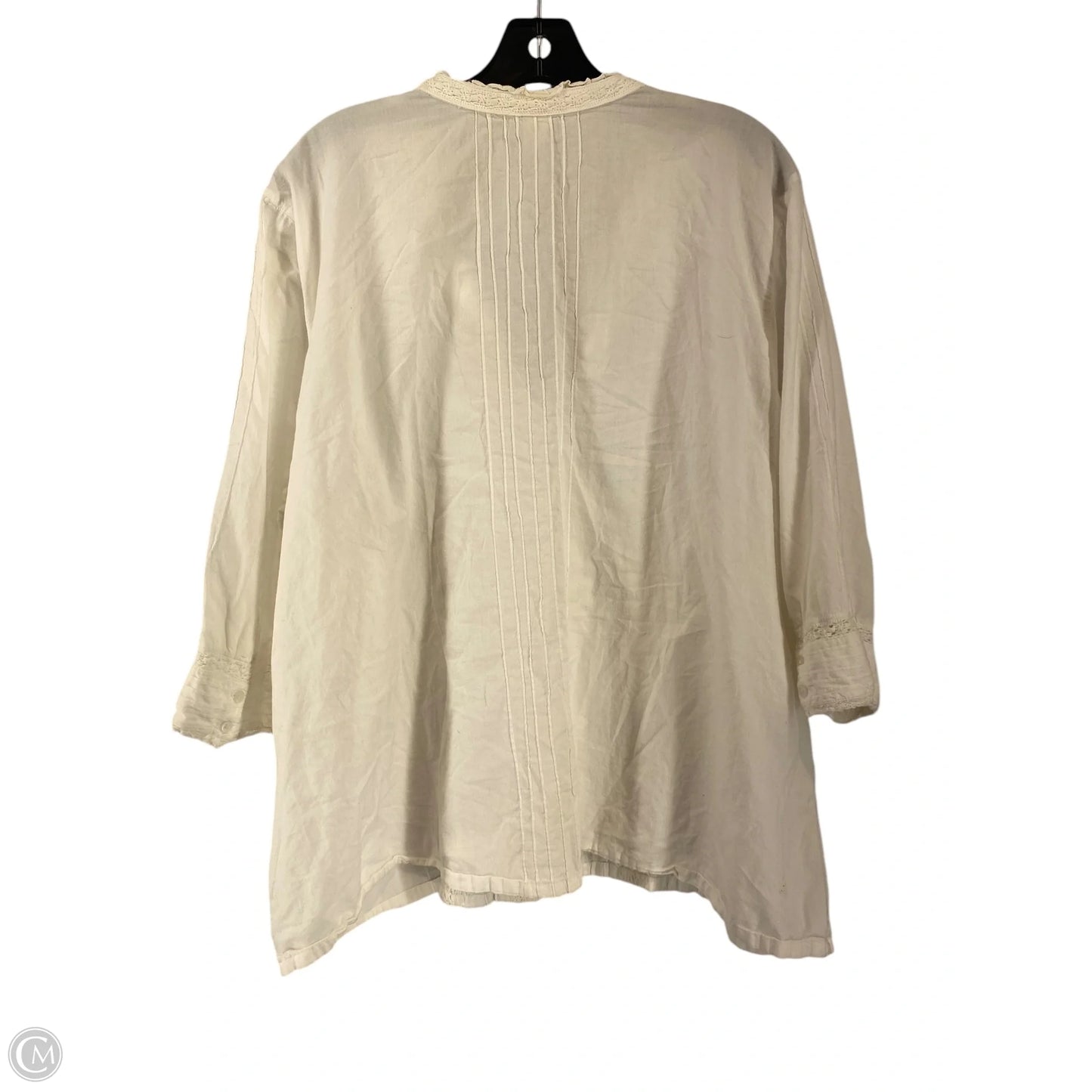 Top Long Sleeve By Venezia In White, Size: 22