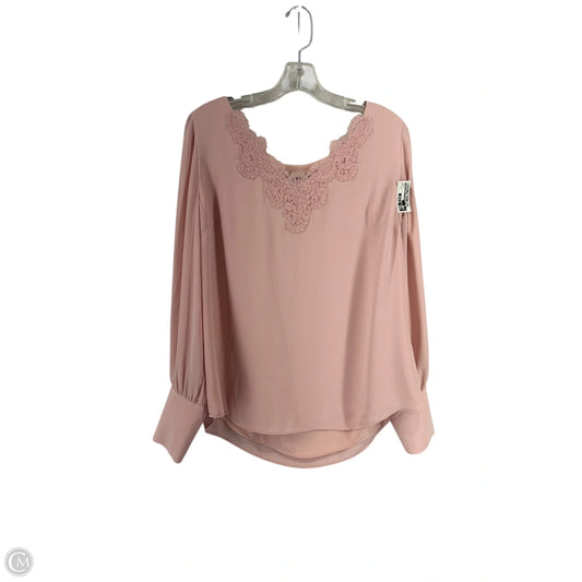Top Long Sleeve By White House Black Market In Pink, Size: 1x