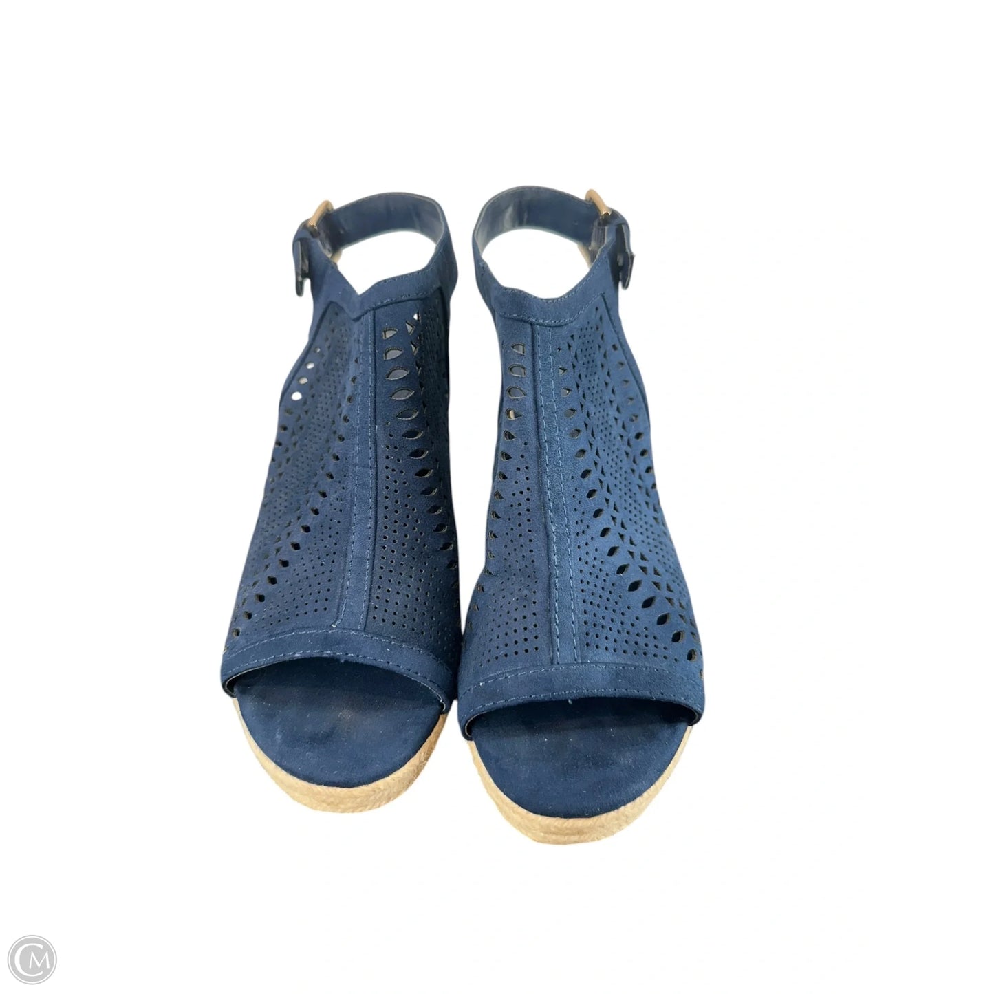 Shoes Heels Wedge By Liz Claiborne In Blue, Size: 8