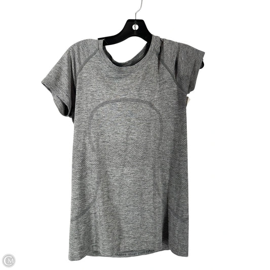 Athletic Top Short Sleeve By Lululemon In Grey, Size: 6