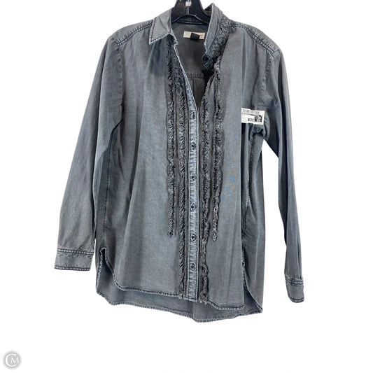 Top Long Sleeve By Anthropologie In Grey, Size: M