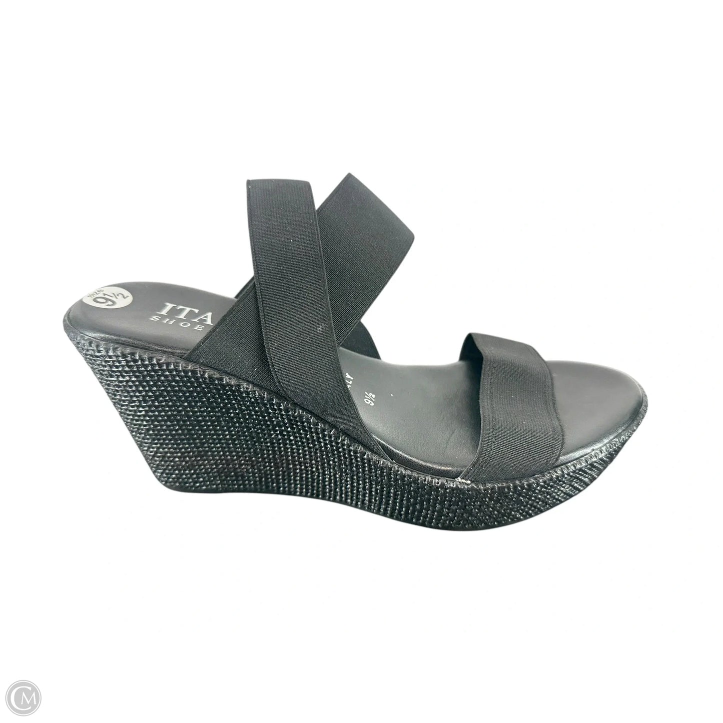 Sandals Heels Block By Italian Shoemakers In Black, Size: 9.5
