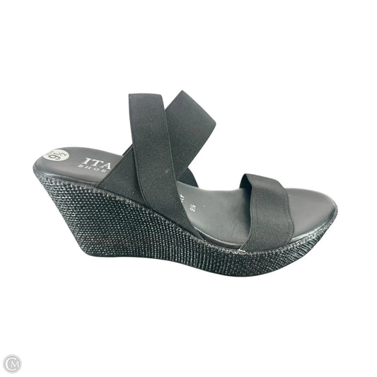 Sandals Heels Block By Italian Shoemakers In Black, Size: 9.5